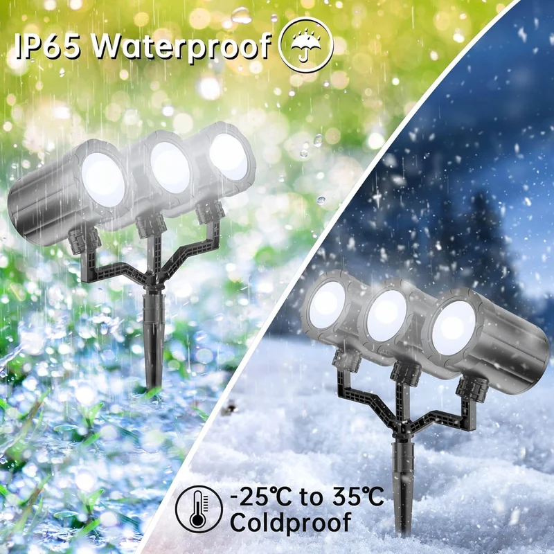 Christmas Three Head Snowflake Projector Upgraded Multi-Mode 360°Rotating, Waterproof Holiday Decorations - White