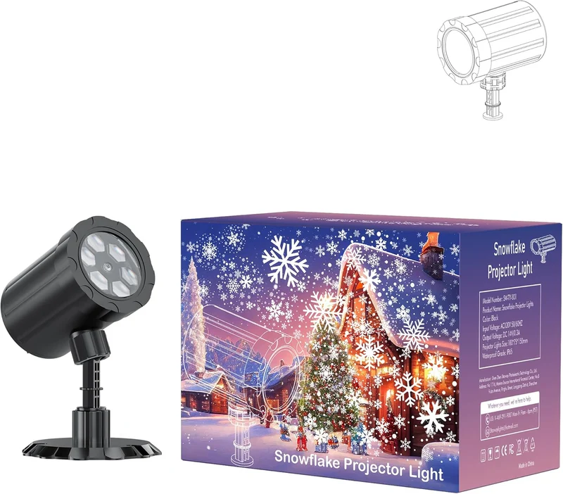 Christmas Projector Lights Outdoor, Dynamic Snowflake Projector LED Snowfall Lights Waterproof - White