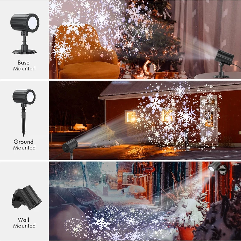 Christmas Projector Lights Outdoor, Dynamic Snowflake Projector LED Snowfall Lights Waterproof - White