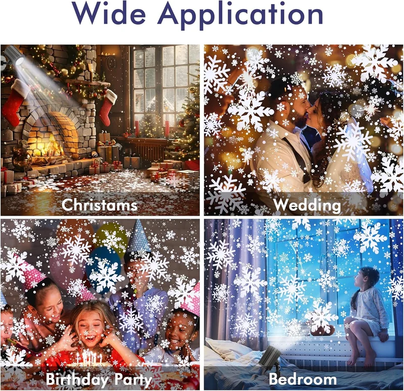 Christmas Projector Lights Outdoor, Dynamic Snowflake Projector LED Snowfall Lights Waterproof - White