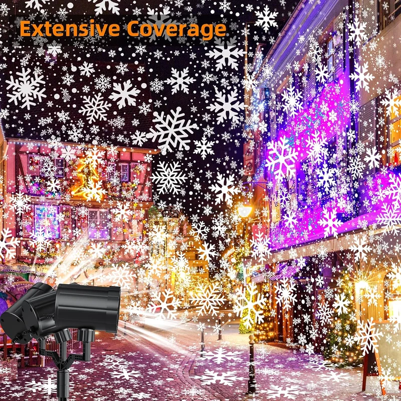 Christmas Outdoor Projector Lights, Dynamic IP65 Waterproof Snowflake Projector Decorations