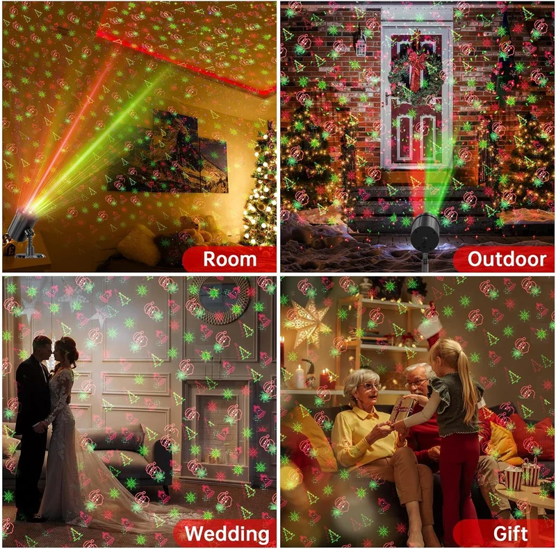 Christmas Projector Lights Outdoor, Waterproof Decorations Projection Light w/ Remote Control, Indoor Starry Lights Show