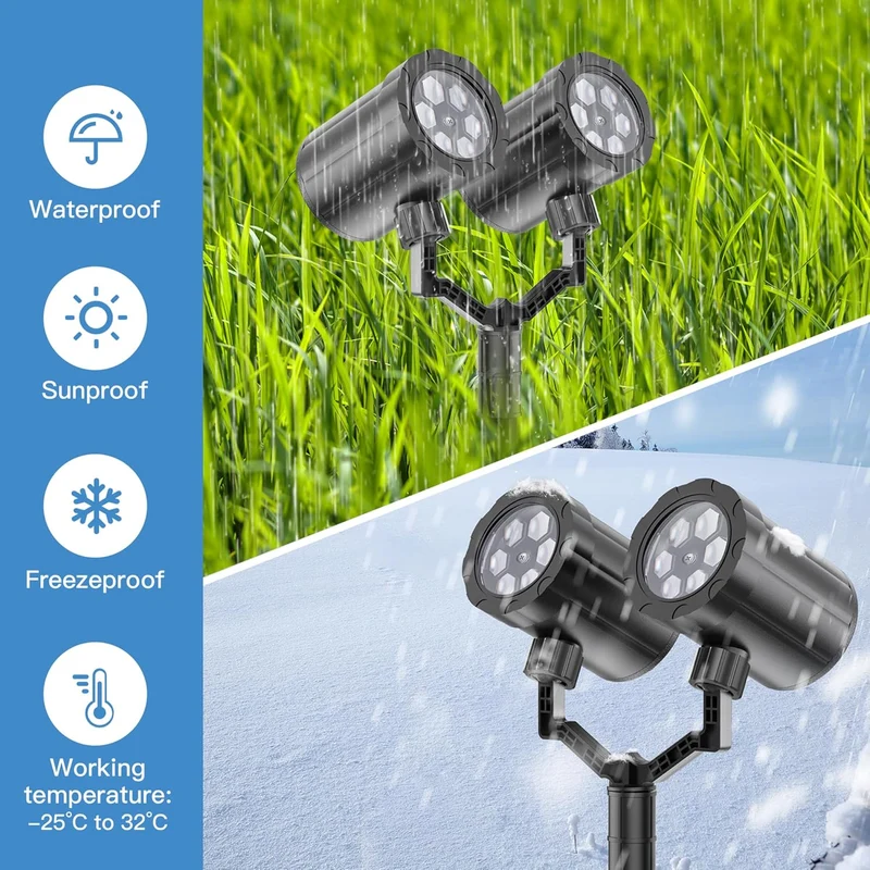 Christmas Projector Lights Dynamic Snowflake Projector IP65 Waterproof 360°Rotating LED Projection Lights
