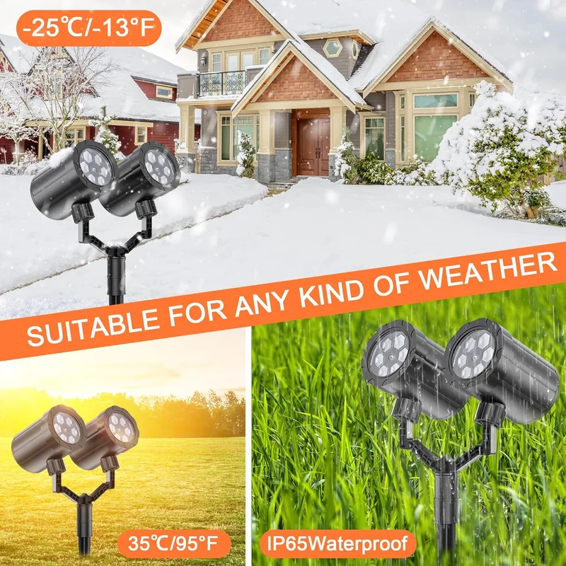 Christmas Projector Lights Upgraded IP65 Waterproof Dynamic Double Head Snowflake Projector