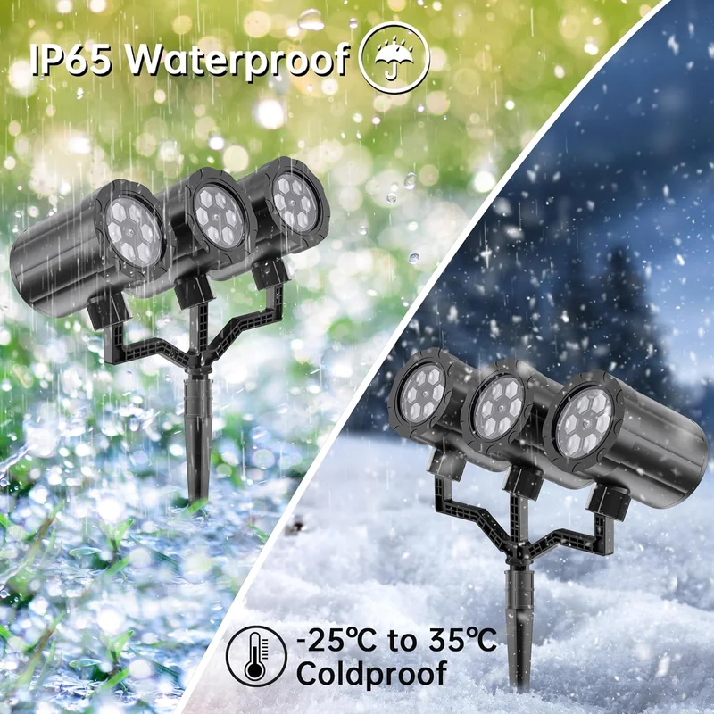 Christmas Projector Lights Upgraded Snowflake Projector IP65 Waterproof LED Snow Projection Lights Decor-Three-Head