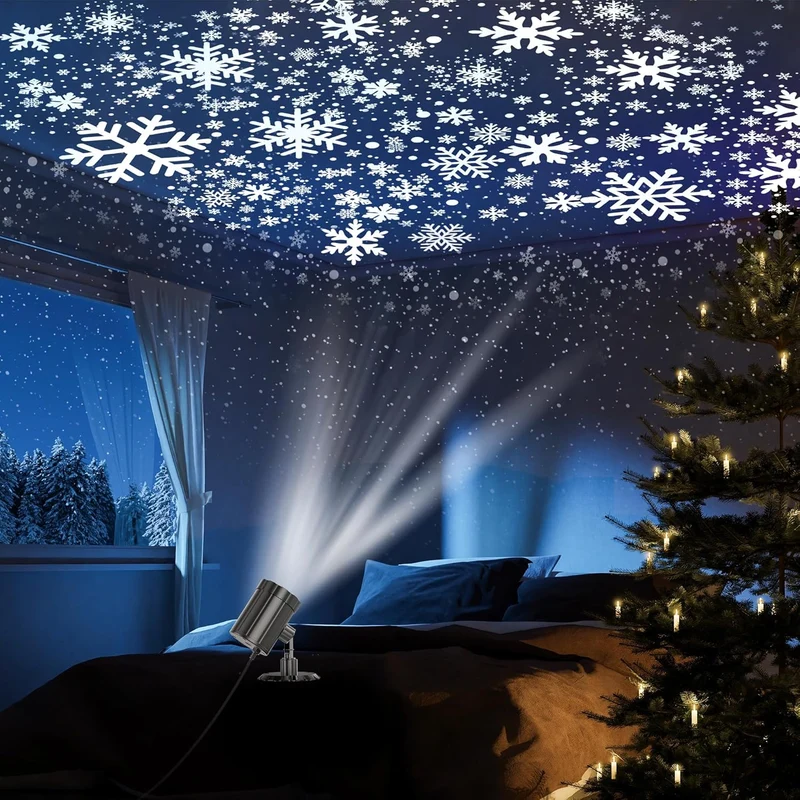 Christmas Projector Lights Dynamic Snowflake Projector IP65 Waterproof Snow Projection Lights