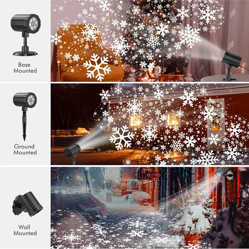 Christmas Projector Lights Dynamic Snowflake Projector IP65 Waterproof Snow Projection Lights