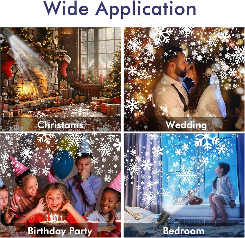 Christmas Projector Lights Dynamic Snowflake Projector IP65 Waterproof Snow Projection Lights