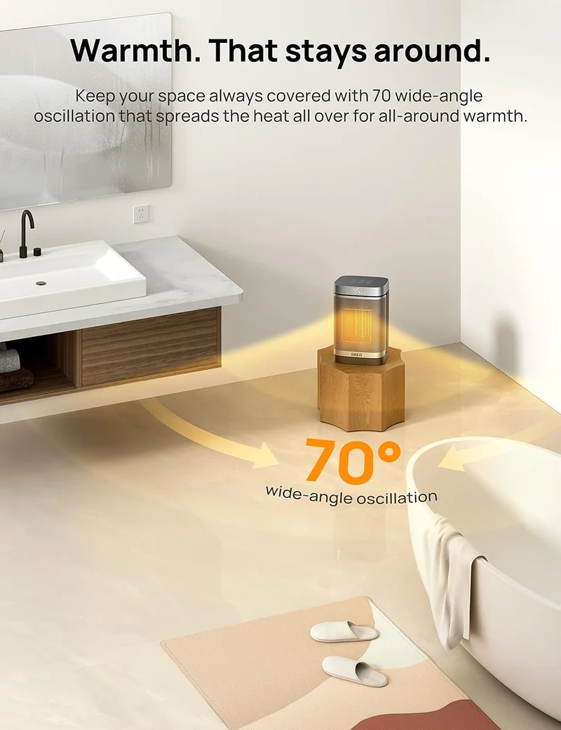 25" Fast Heating Space Heater Bundle w/ Remote, Anti-Burn Plug + Oscillating Ceramic Portable Heater 1500W w/ Adjustable Digital Thermostat