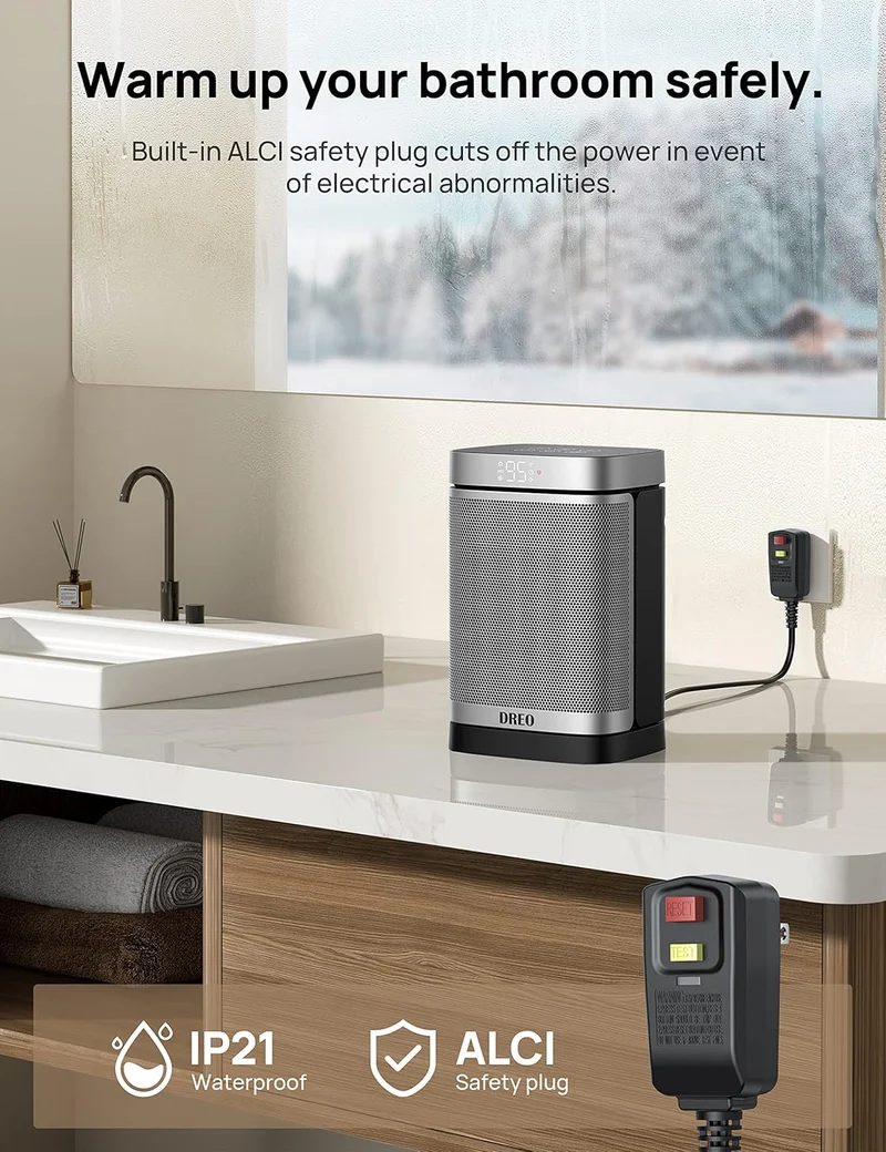25" Fast Heating Space Heater Bundle w/ Remote, Anti-Burn Plug + Oscillating Ceramic Portable Heater 1500W w/ Adjustable Digital Thermostat