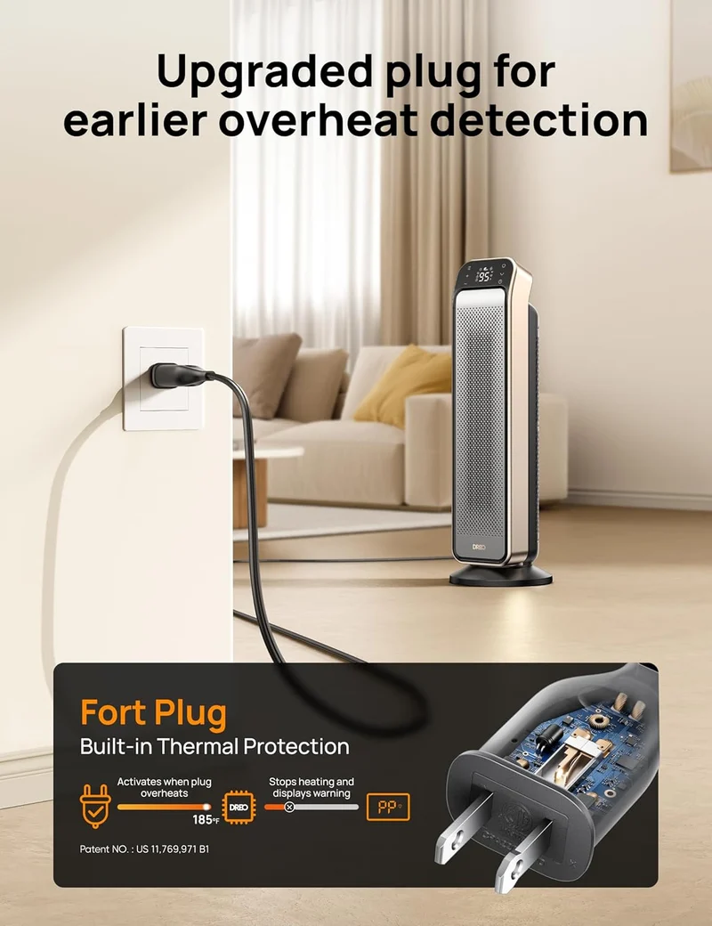 25" Fast Heating Space Heater Bundle w/ Remote, Anti-Burn Plug + Oscillating Ceramic Portable Heater 1500W w/ Adjustable Digital Thermostat