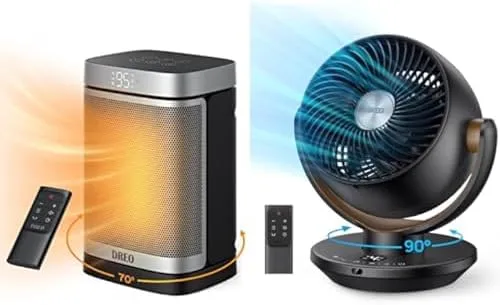 Bundle Space Heater + Desk Air Circulator Fan with Remote - New