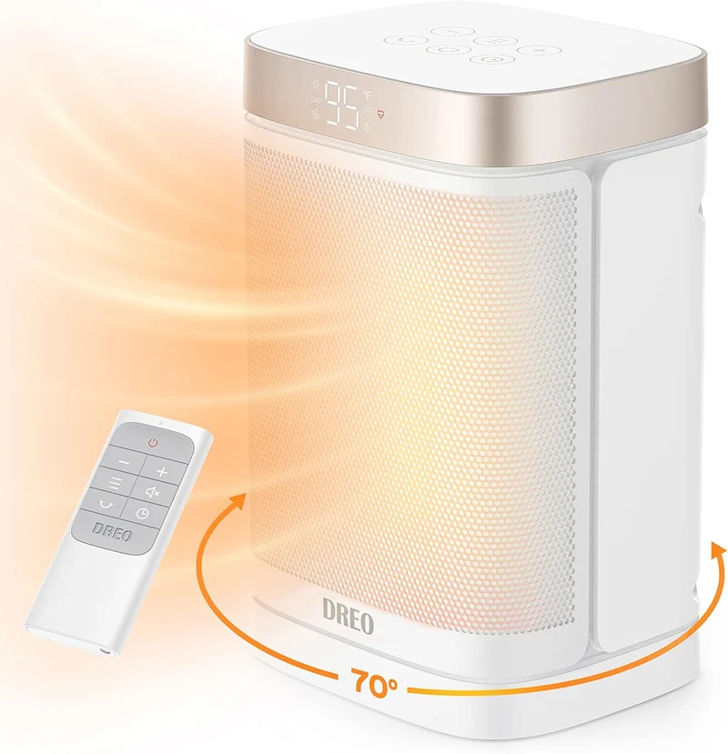 Atom One Space Heater with Remote, 70°Oscillating & Humidifiers 4L Supersized Cool Mist with Oil Diffuser and Nightlight, 32H Runtime