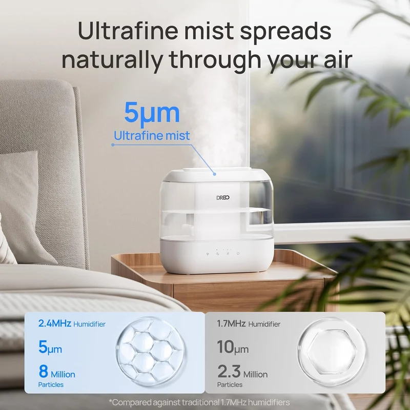 Atom One Space Heater with Remote, 70°Oscillating & Humidifiers 4L Supersized Cool Mist with Oil Diffuser and Nightlight, 32H Runtime