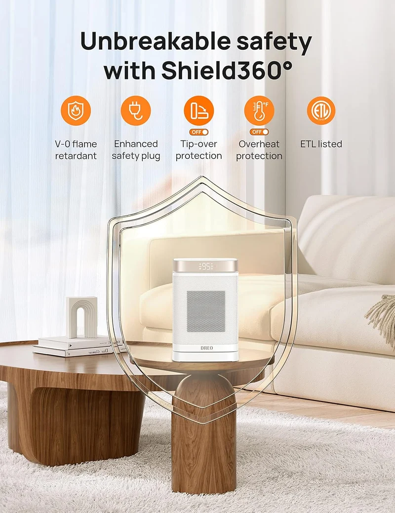 Atom One Space Heater with Remote, 70°Oscillating & Humidifiers 4L Supersized Cool Mist with Oil Diffuser and Nightlight, 32H Runtime