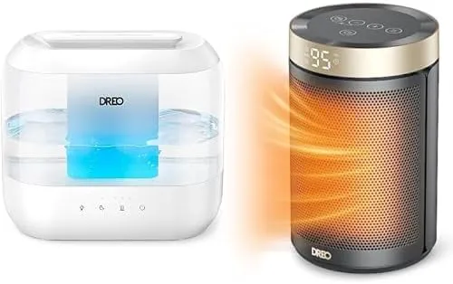 Bundle Humidifiers 4L Supersized Cool Mist + Space Portable Electric Heaters for Indoor Use with Thermostat