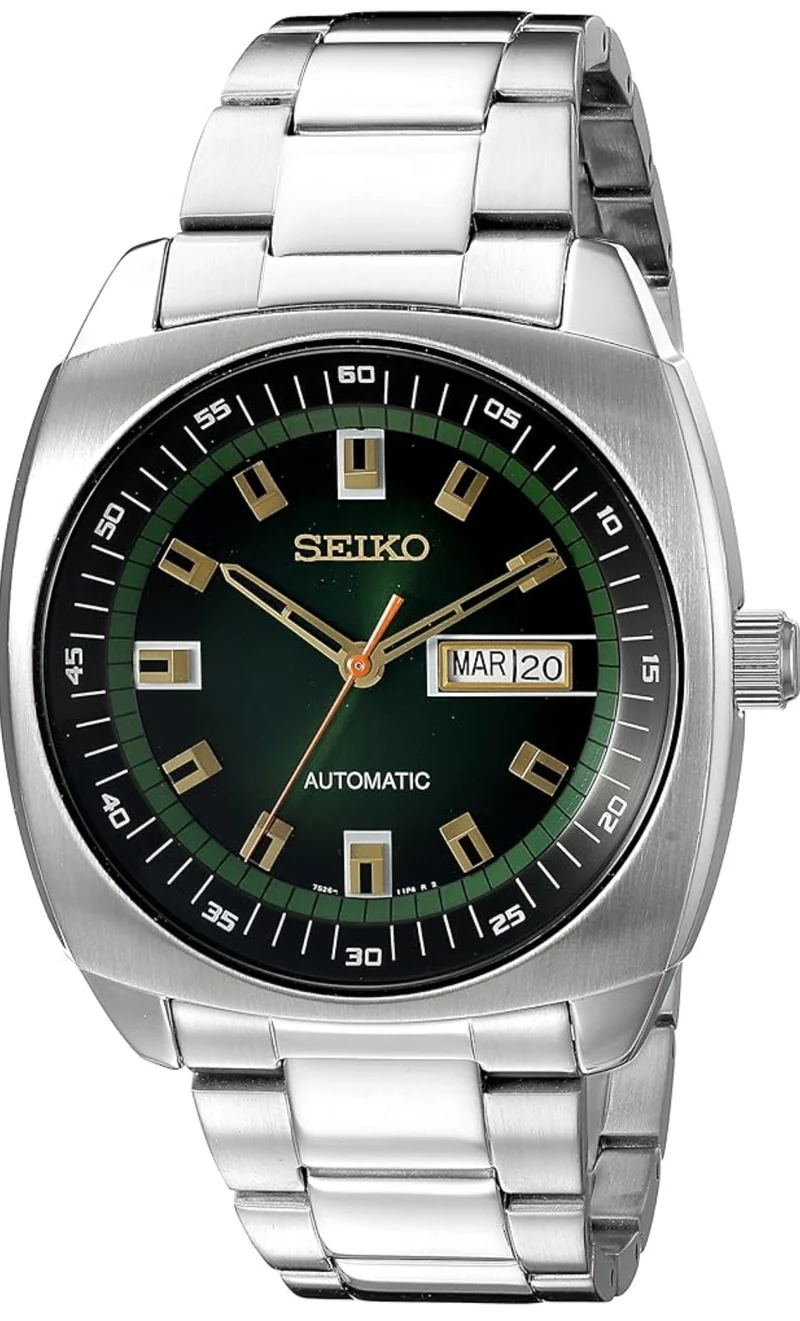 SEIKO Automatic Watch Recraft Series, Stainless Steel, Day/Date Calendar, 50m Water Resistant, and 41 Hour Power Reserve - Green