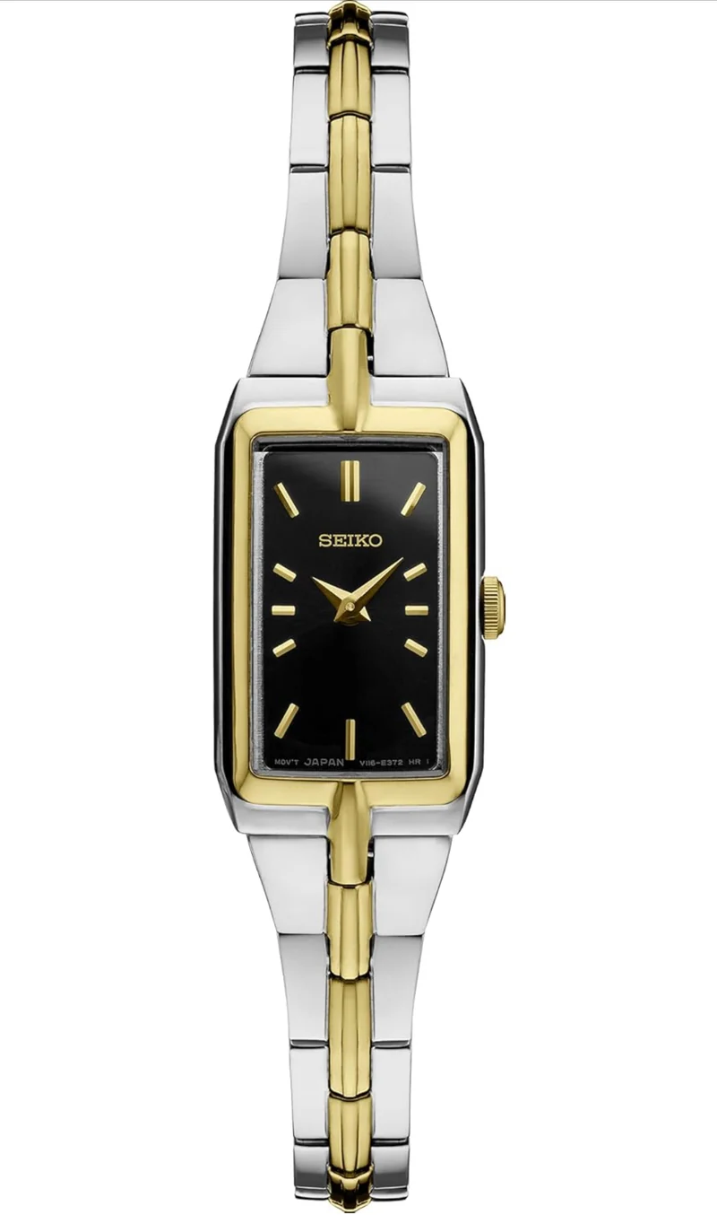 SEIKO Jewelry-Inspired Stainless Steel Watches w/ Push 3-Fold Bracelet & Scratch-Resistant Hardlex Crystal, 30m Water-Resistant - Black