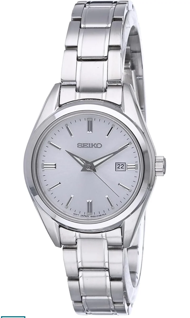 SEIKO Watch Date Calendar, and Water-Resistant to 100m - Silver