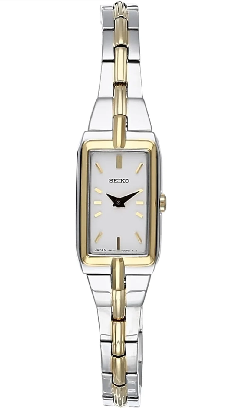 SEIKO Jewelry-Inspired Stainless Steel Watches w/ Push 3-Fold Bracelet & Scratch-Resistant Hardlex Crystal, 30m Water-Resistant - White