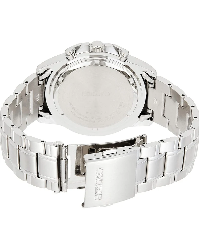 SEIKO Watch w/ Solar Chronograph, Date Calendar, and LumiBrite Hands, Stainless Steel and Water-Resistant to 100m - BLUE