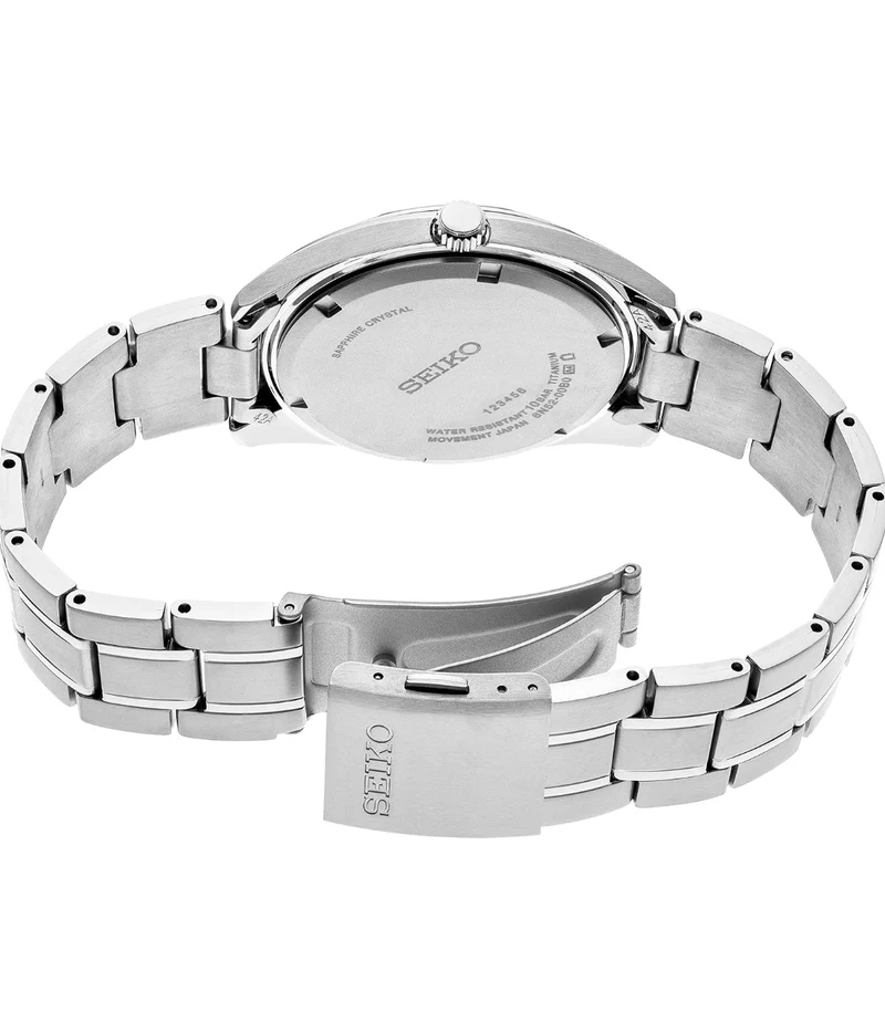 Seiko Watch for Men Blue Dial w/ Sunray Finish, Date Calendar, Titanium Case & Bracelet, Sapphire Crystal, and 100m Water Resistant - NEW