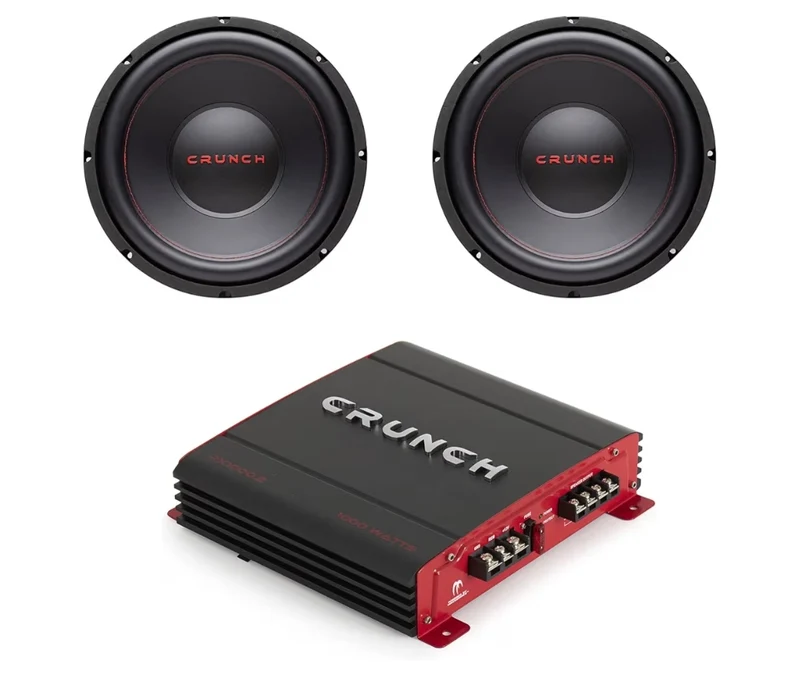 Crunch CRW12D4 12" 800 Watt MAX 4 Ohm Dual Voice Coil Subwoofer w/ 2 Channel 1000 Watt Amp A/B Class - NEW