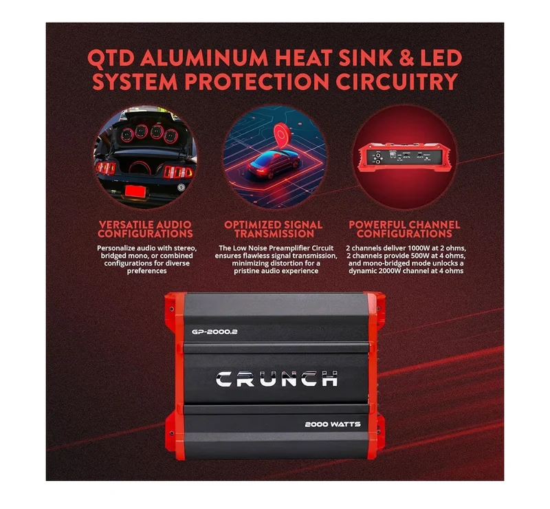 Crunch Ground Pounder GP-2000.2 2000 Watt 2 Channel Amplifier - NEW