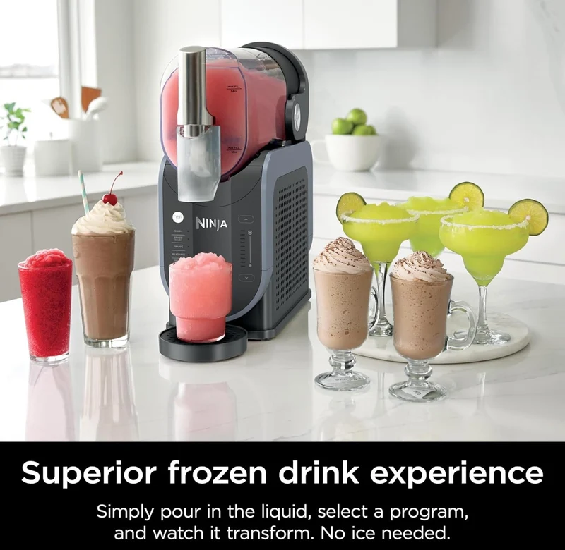 Ninja SLUSHi with RapidChill Technology, 88 oz. Frozen Drink & Slushie Machine, 5 Preset Programs, Margaritas, Frappés, and More, Premium Accents, Black, FS301