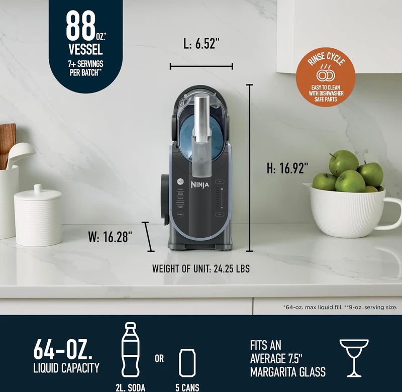 Ninja SLUSHi with RapidChill Technology, 88 oz. Frozen Drink & Slushie Machine, 5 Preset Programs, Margaritas, Frappés, and More, Premium Accents, Black, FS301
