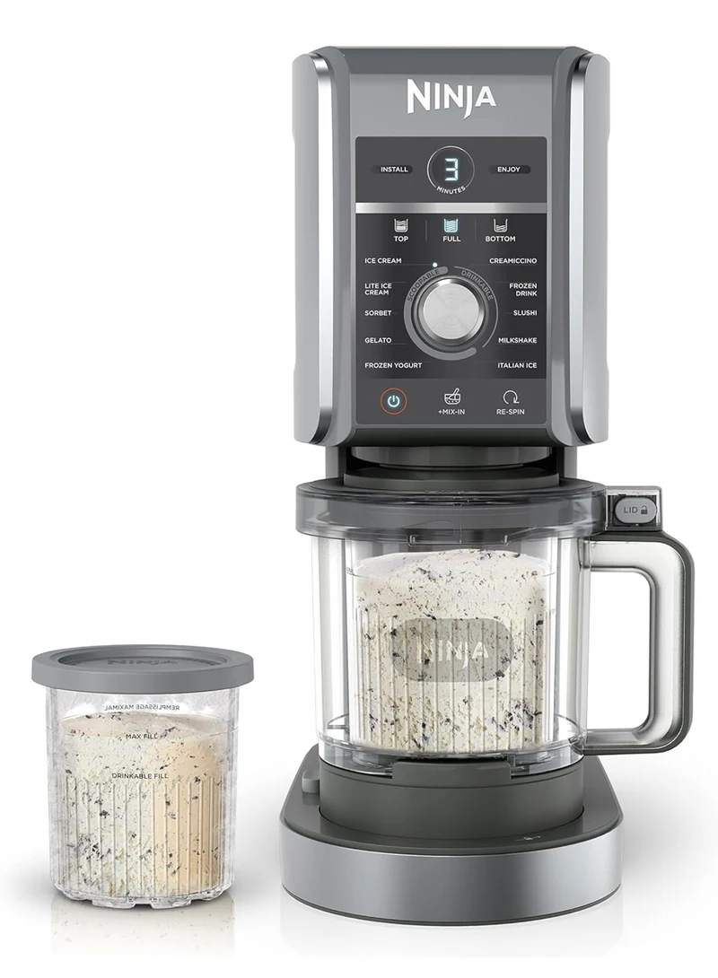 Ninja CREAMi Deluxe Ice Cream & Frozen Treat Maker for Ice Cream, Sorbet, Milkshakes, Frozen Yogurt, & More, 11-in-1, XL Capacity, Silver, Includes (2) Family-Sized 24 oz. Tubs, NC501