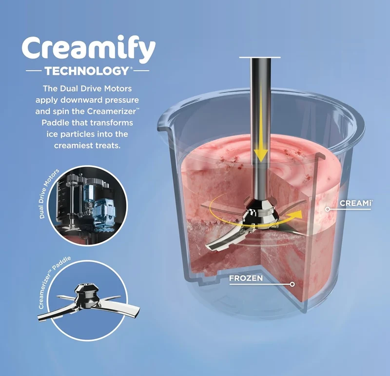Ninja NC301 CREAMi Ice Cream Maker, for Gelato, Mix-ins, Milkshakes, Sorbet, Smoothie Bowls & More, 7 One-Touch Programs, with (2) Pint Containers & Lids, Compact Size, Perfect for Kids, Silver