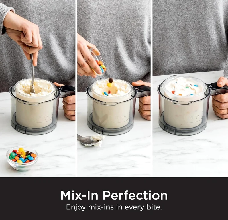 Ninja NC301 CREAMi Ice Cream Maker, for Gelato, Mix-ins, Milkshakes, Sorbet, Smoothie Bowls & More, 7 One-Touch Programs, with (2) Pint Containers & Lids, Compact Size, Perfect for Kids, Silver