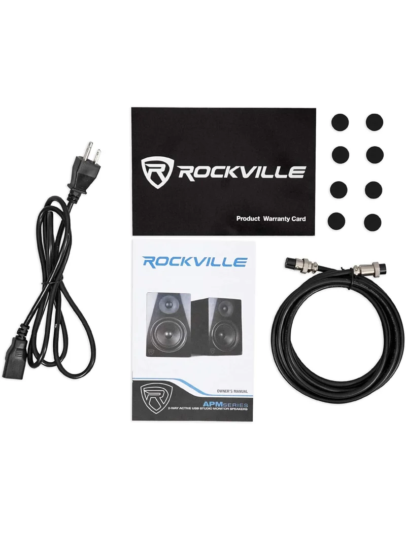 Rockville APM8B 8" 2-Way 500W Active/Powered USB Studio Monitor Speakers Pair