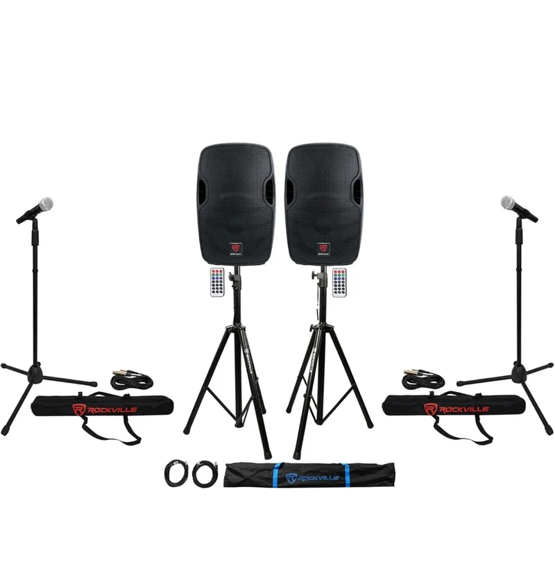 BUNDLE (2) Rockville BPA12 12" Pro Active 600w DJ PA Speaker with Bluetooth