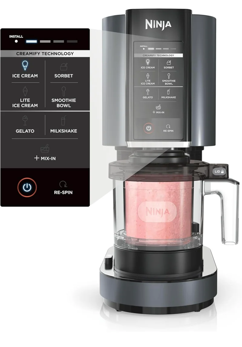 Ninja CREAMi, Ice Cream Maker, Ice Cream, Gelato, Sorbet ,Milkshakes, Mix-ins, Smoothie Bowls & More, 7-in-1, Ice Cream Pints - Black (NC299AMZ)