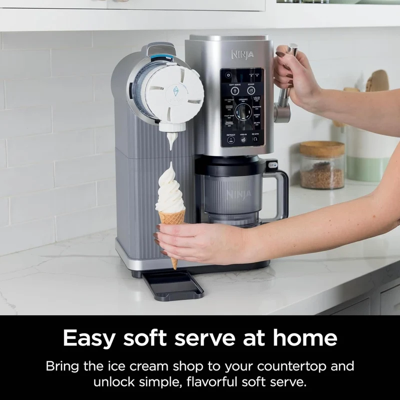 Ninja Swirl by CREAMi Ice Cream and Soft Serve Maker Low Calories Program & More, 13-in-1, Soft Serve Handle, (2) CREAMi Swirl 16oz Pints - NC701