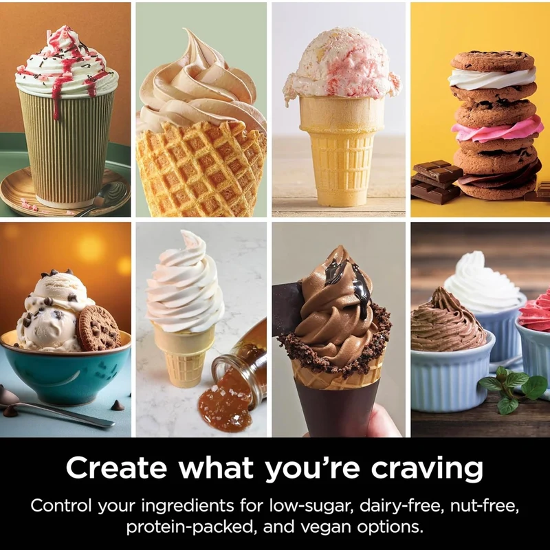 Ninja Swirl by CREAMi Ice Cream and Soft Serve Maker Low Calories Program & More, 13-in-1, Soft Serve Handle, (2) CREAMi Swirl 16oz Pints - NC701