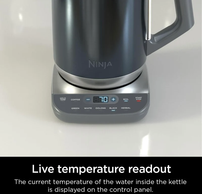 Ninja KT 200BL Precision Temperature Electric Kettle, 1500 watts, BPA Free, Stainless, 7-Cup Capacity