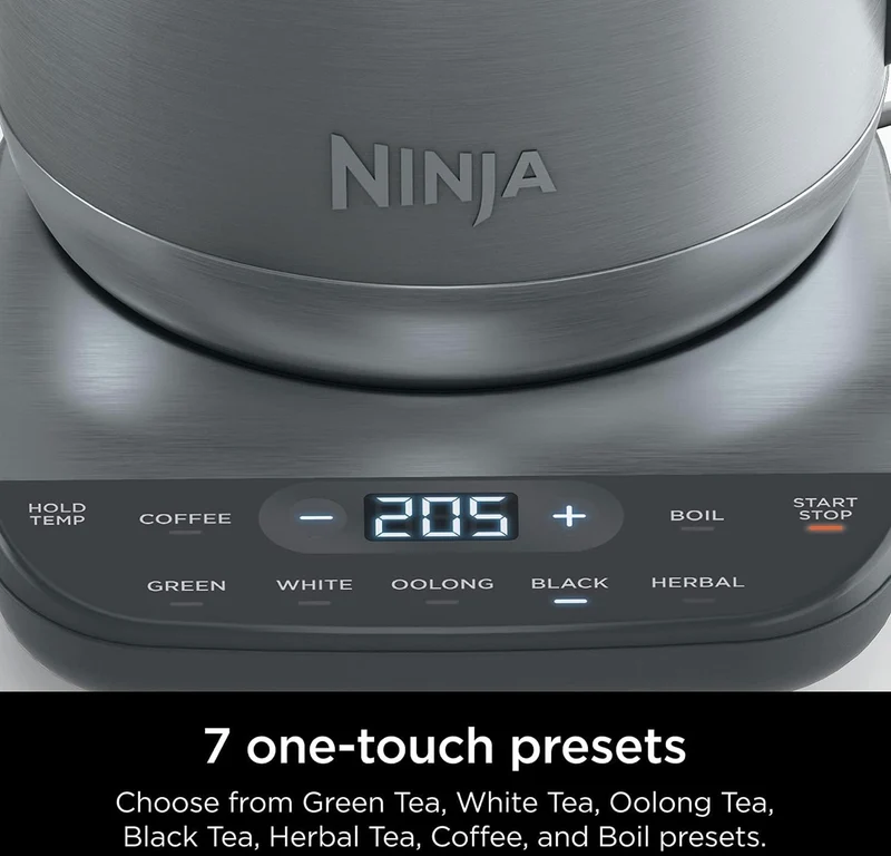 Ninja KT200 Precision Temperature Electric Kettle, 1500 watts 7-Cup Capacity, Hold Temp Setting - Silver