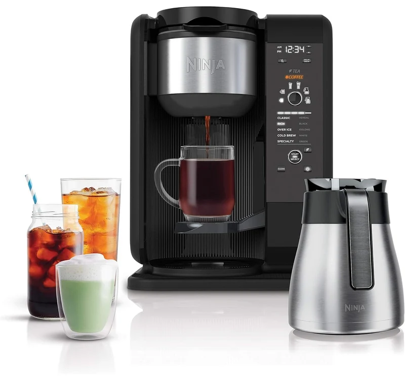 Ninja Hot and Cold Brewed System, Tea & Coffee Maker, with Auto-iQ 50 oz Thermal Carafe (Black) CP307