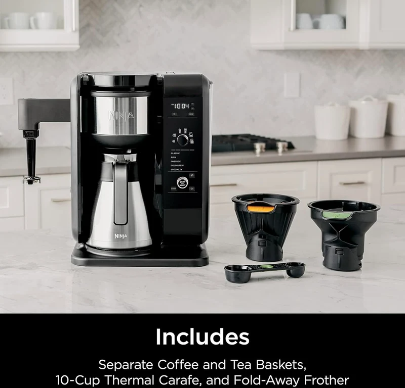 Ninja Hot and Cold Brewed System, Tea & Coffee Maker, with Auto-iQ 50 oz Thermal Carafe (Black) CP307