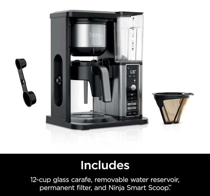 Ninja Hot & Iced XL Coffee Maker with Rapid Cold Brew, 4 Brew Styles - Permanent Filter -Removable Reservoir - Black CM371