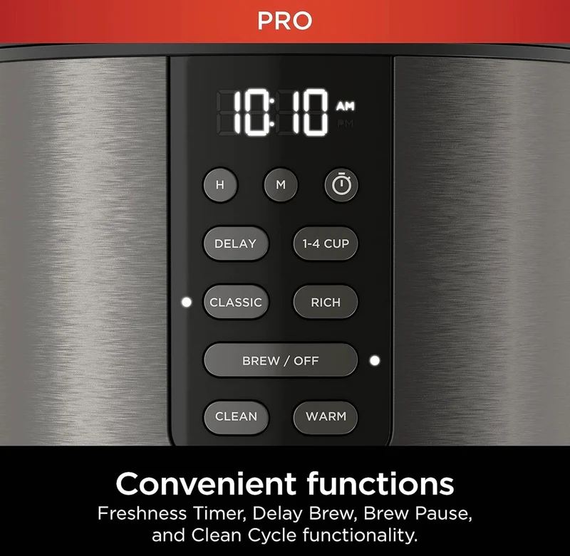 Ninja | Coffee Maker 14-Cup Glass Carafe Programmable - Includes Adjustable Warming Plate - Black Stainless Steel