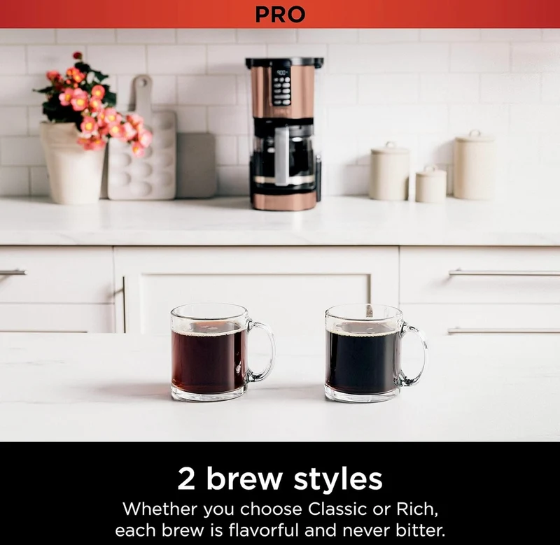 Ninja Programmable XL 14-Cup Coffee Maker PRO with Permanent Filter, 2 Brew Styles Classic & Rich - Copper DCM201CP