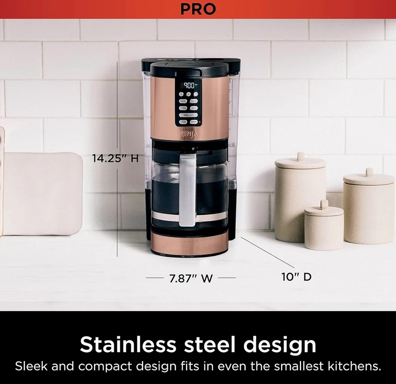Ninja Programmable XL 14-Cup Coffee Maker PRO with Permanent Filter, 2 Brew Styles Classic & Rich - Copper DCM201CP