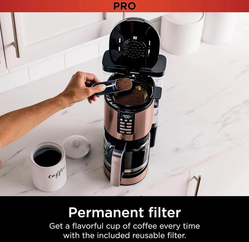 Ninja Programmable XL 14-Cup Coffee Maker PRO with Permanent Filter, 2 Brew Styles Classic & Rich - Copper DCM201CP