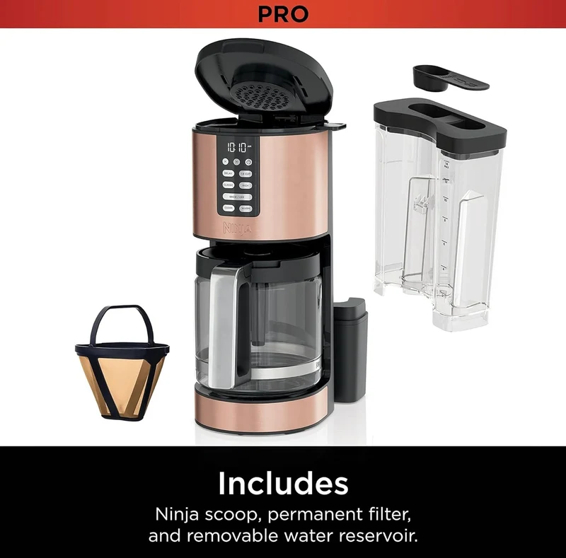 Ninja Programmable XL 14-Cup Coffee Maker PRO with Permanent Filter, 2 Brew Styles Classic & Rich - Copper DCM201CP