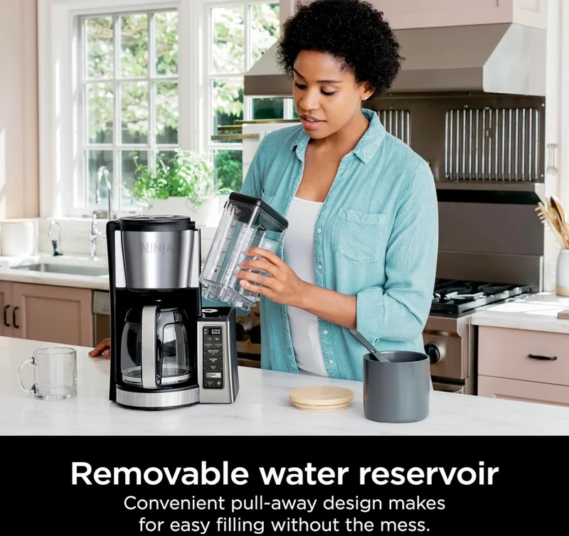 Ninja 12-Cup Programmable Coffee Brewer 60oz Water Reservoir, Delay Brew - Black/Stainless Steel