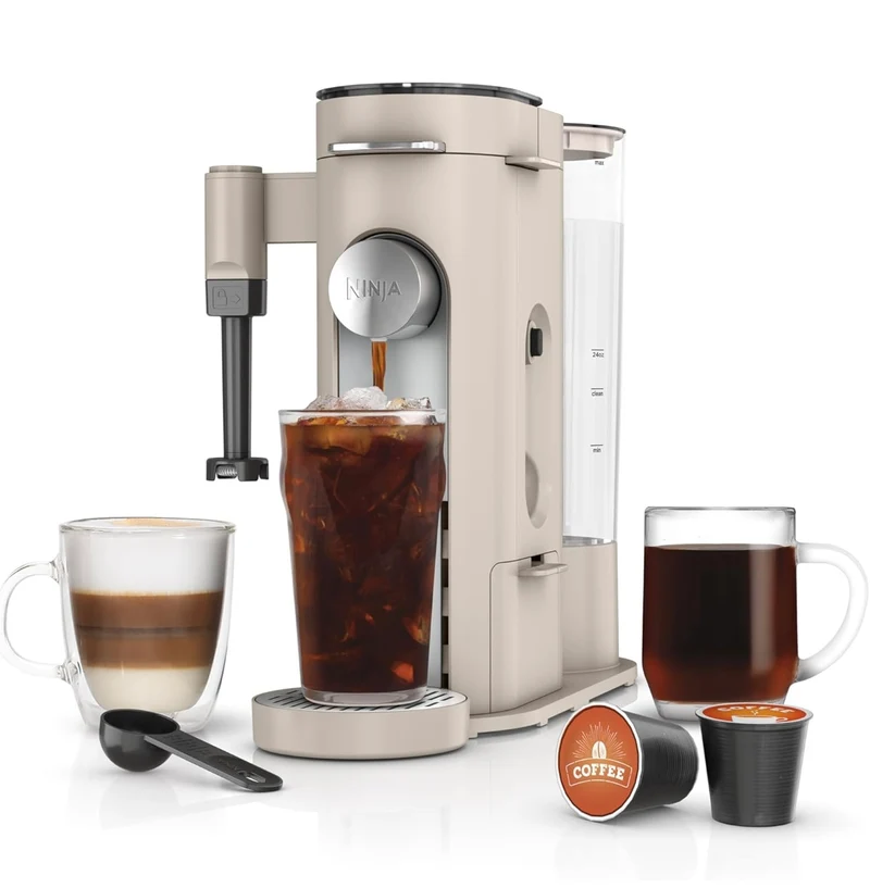 Ninja Pod & Grounds Specialty XL Single-Serve Coffee Maker, K-Cup Pod Compatible- Stone